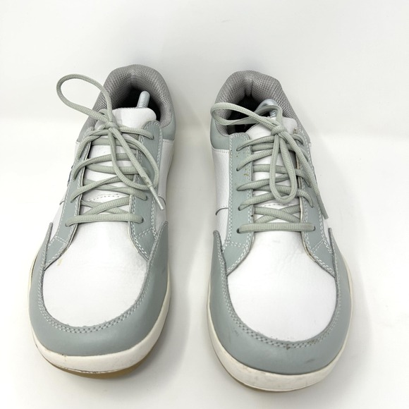 TRUE Linkswear Shoes Mens Size 11 White Gray Blue Leather Golf‎ Sneakers Low Top - Picture 2 of 11